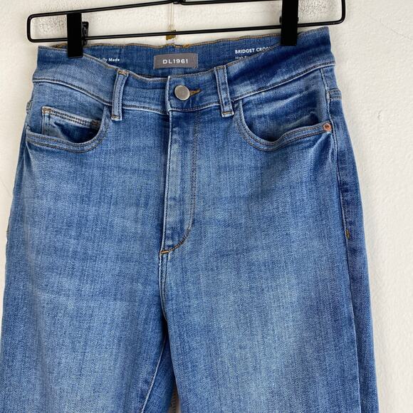 DL1961 Bridget Cropped Boot Jeans Size 26 Ludgate Blue Raw Hem Classic Staple - Picture 9 of 15